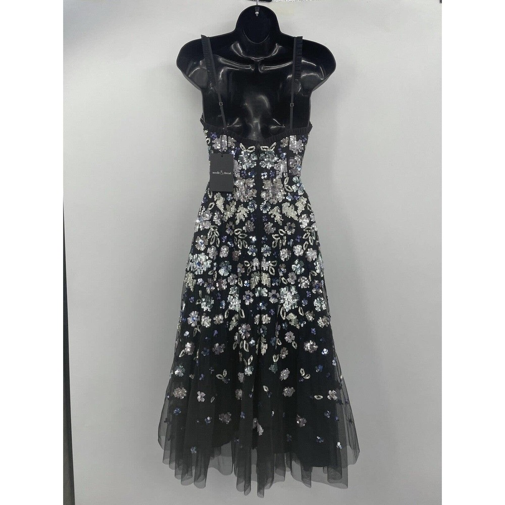 Needle & Thread Wildflower Sequin Midi Dress Size 2 Sweetheart Neck Midi - Picture 7 of 12